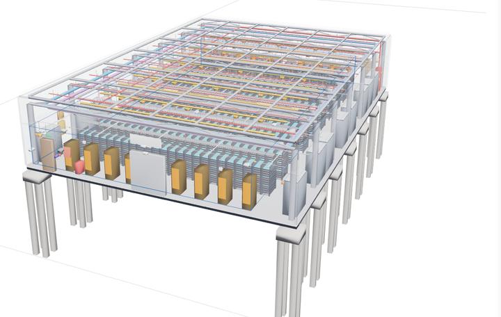 Hall 2 power cabinets isolated on the model